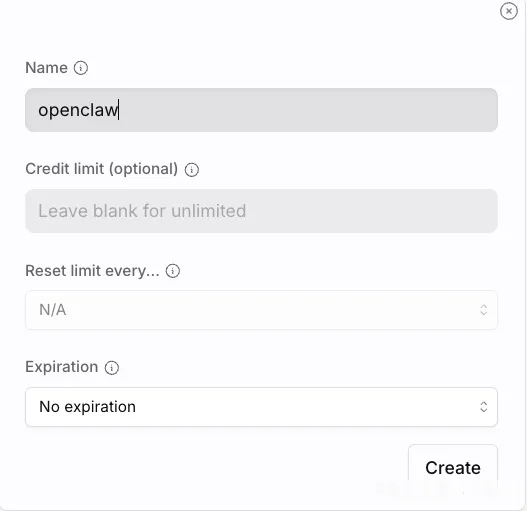 Give it any name you like and click Create
