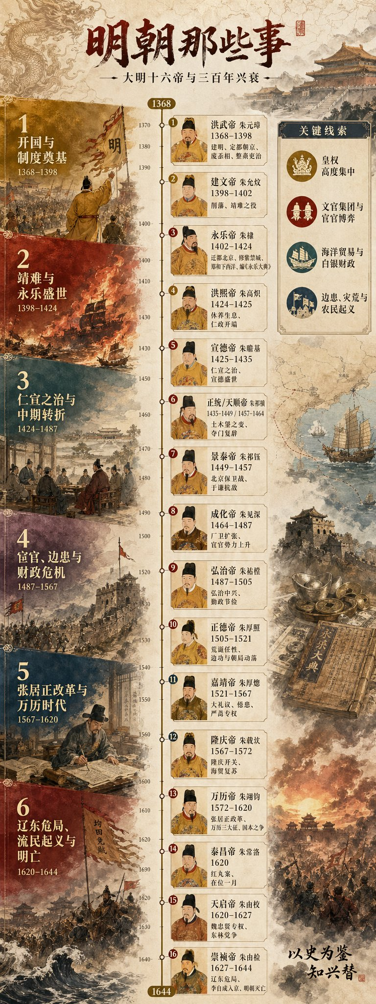 生成明朝大明十六帝与三百年兴衰的图