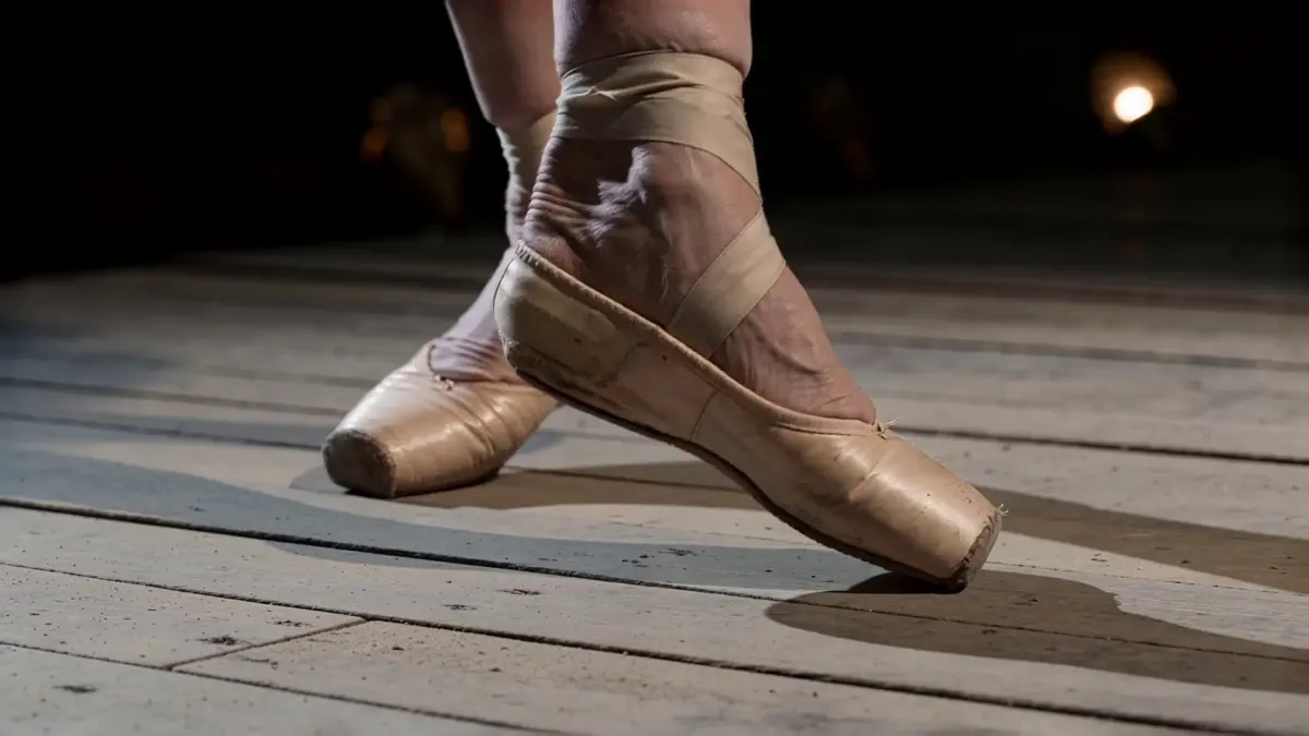 An extremely frail elderly ballerina, 80s, in a tattered tutu, performs alone on an abandoned theater stage lit only by a single spotlight.
Shot 1: Close-up on her gnarled, arthritic feet slowly sliding into first position on the dusty stage floor, the sound of creaking wood beneath her.
Shot 2: Wide shot — she raises her arms overhead with trembling elegance, spine straightening inch by inch, the empty velvet seats stretching into darkness behind her.
Shot 3: Medium shot — she begins to turn, slowly at first, then faster, her tutu catching the light, dust swirling around her ankles like smoke.
Shot 4: Low-angle shot — she launches into a grand jeté, body suspended impossibly in the air for a breathless moment, face locked in pure, fierce concentration.
Shot 5: She lands, staggers one step, then stands perfectly still — chest heaving, tears streaming silently — and takes a deep, solitary bow to no one.
The mood is bittersweet and haunting, soaked in faded glory and unbroken love for a life lived in motion.