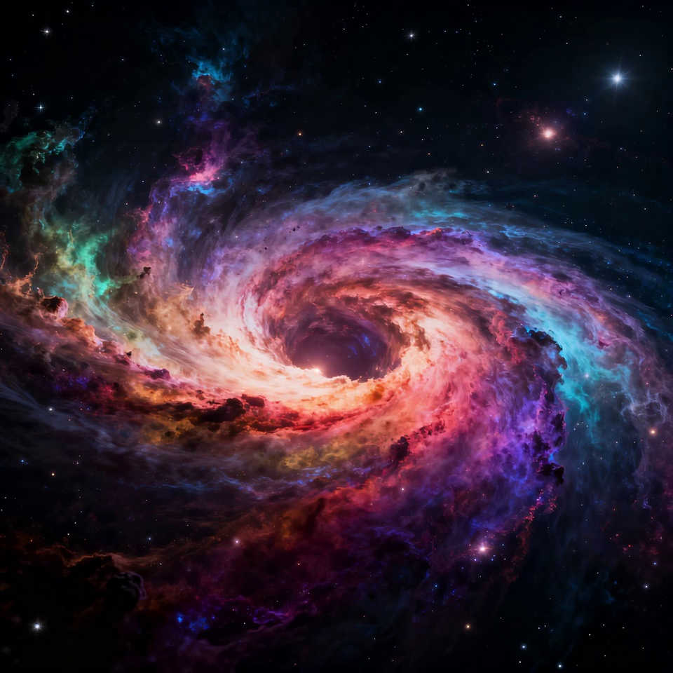 The center of the collapsing nebula begins to glow, forming a hot, dense protostar. The light intensifies until a massive burst of energy ignites the star in a brilliant flash.
