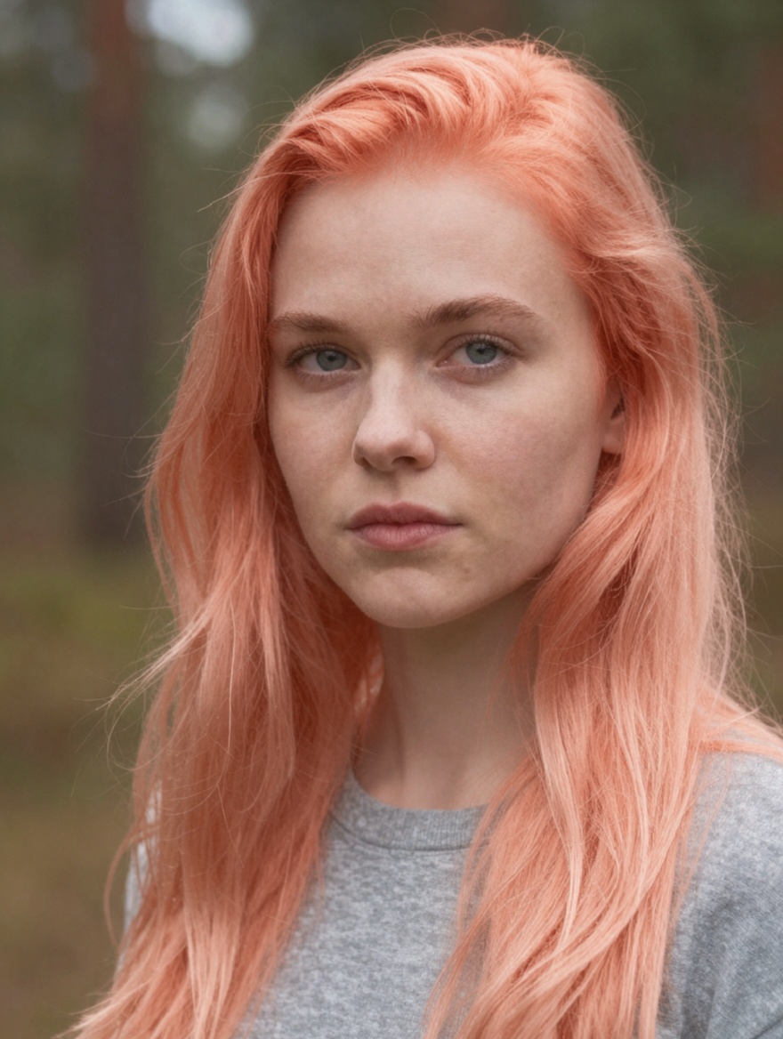 Change her hair color to light red.