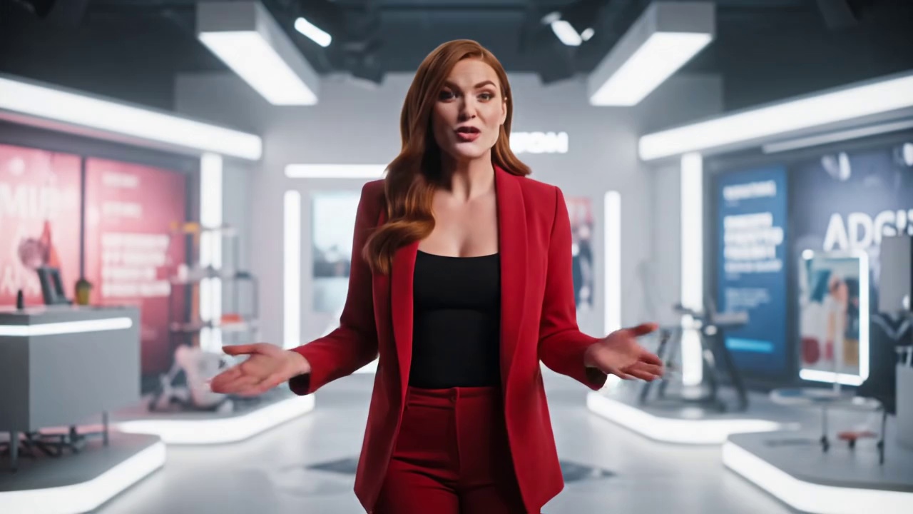 A charismatic woman in a dynamic ad set, wearing stylish clothes. She shouts with dramatic excitement:“Google Veo 3 Fast is now on WaveSpeed AI! It'll blow your mind — go try it now!”