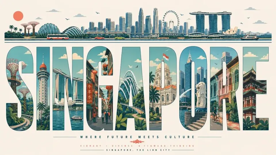 Create an ultra-high-resolution typography-based travel poster design themed around [CITY NAME].

Aspect ratio: (16:9 poster)

IMPORTANT:

All visible text inside the poster must be in English only.

Typography must be perfectly spelled and professionally typeset.

Absolutely no distorted letters, random symbols, broken text, or AI-generated gibberish.

Aspect ratio: 16:9 poster

CORE COMPOSITION:

Place the giant English word “[CITY_NAME]” prominently in the center of the composition

Each individual letter should contain a different illustrated scene from the city

Letters should be tall, elongated, bold sans-serif forms

The typography itself should feel like a series of “city gallery windows”

Distribute landmarks, streets, transportation, nature, culture, and architecture naturally across the letters

Scenes should visually flow from one letter into another like one connected urban panorama

TOP HORIZONTAL STRIP:
At the top of the poster, include a thin panoramic horizontal strip containing:

city skyline silhouettes

cars

trams or trains

boats if relevant

birds

clouds

sun
All elements should appear minimalist, elegant, and rhythmically balanced.

STYLE:
mid-century modern editorial poster,
Swiss graphic design,
minimal vector illustration,
architectural infographic aesthetic,
travel typography poster,
flat geometric illustration,
ultra clean composition,
premium magazine design,
screen print poster feeling,
retro-futuristic travel branding

ILLUSTRATION STYLE:

flat vector shapes only

no realism

no gradients

no texture noise

clean geometric shadows

simplified architectural forms

map-like top-down illustration mixed with side-view cityscape

subtle line-art details

perfectly clean vector edges

strong negative space usage

harmonious visual rhythm between letters

TYPOGRAPHY:

giant bold sans-serif typography

letters occupy most of the canvas height

ultra precise alignment

each letter acts as an independent framed illustration panel

smooth rounded corners where appropriate

editorial spacing

highly balanced composition

typography must look professionally designed, print-ready, and geometrically perfect

COLOR PALETTE:
Automatically derive a cohesive palette inspired by [CITY_NAME].

Examples:

coastal city → aqua, sand, coral, muted teal

desert city → terracotta, beige, warm cream

cyber city → mint, navy, steel blue

historic European city → dusty rose, olive green, parchment

Use:

muted pastel tones

soft vintage travel poster colors

elegant low-saturation combinations

maximum 4–6 colors only

CONTENT GENERATION:
Automatically include:

iconic landmarks of [CITY_NAME]

famous streets and transportation

local urban patterns

nearby nature elements

skyline silhouettes

bridges, rivers, or coastline if relevant

culturally symbolic architecture

recognizable local atmosphere

COMPOSITION:

centered typography composition

white or soft ivory background

lots of breathing room

top panoramic strip balances the heavy typography below

asymmetrical but visually balanced layout

each letter contains different scene depth and perspective

premium poster hierarchy with museum-quality layout

MOOD:
premium,
intellectual,
calm,
design-forward,
travel editorial aesthetic,
stylish enough for a museum gift shop poster

QUALITY:
8K ultra detailed,
print-ready,
extremely sharp vector edges,
perfect typography rendering,
clean professional graphic design,
high-end editorial poster quality,
no distorted text,
no random characters,
no spelling errors,
no AI artifacts